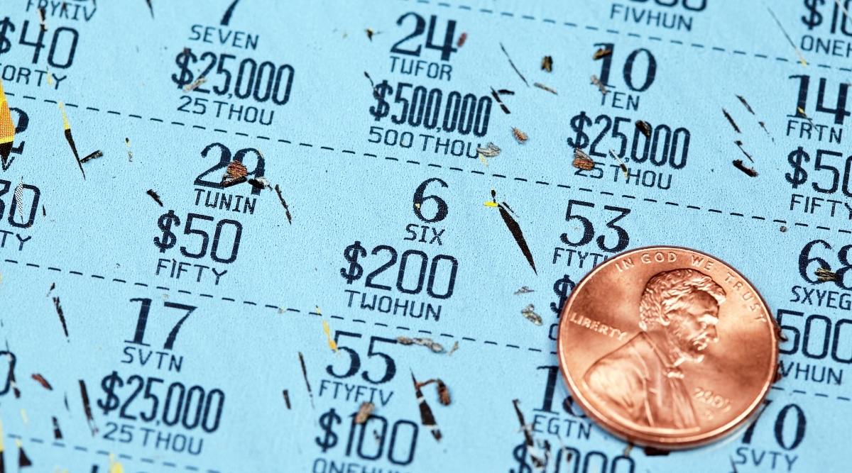 Lottery Scratch Off Ticket with Penny