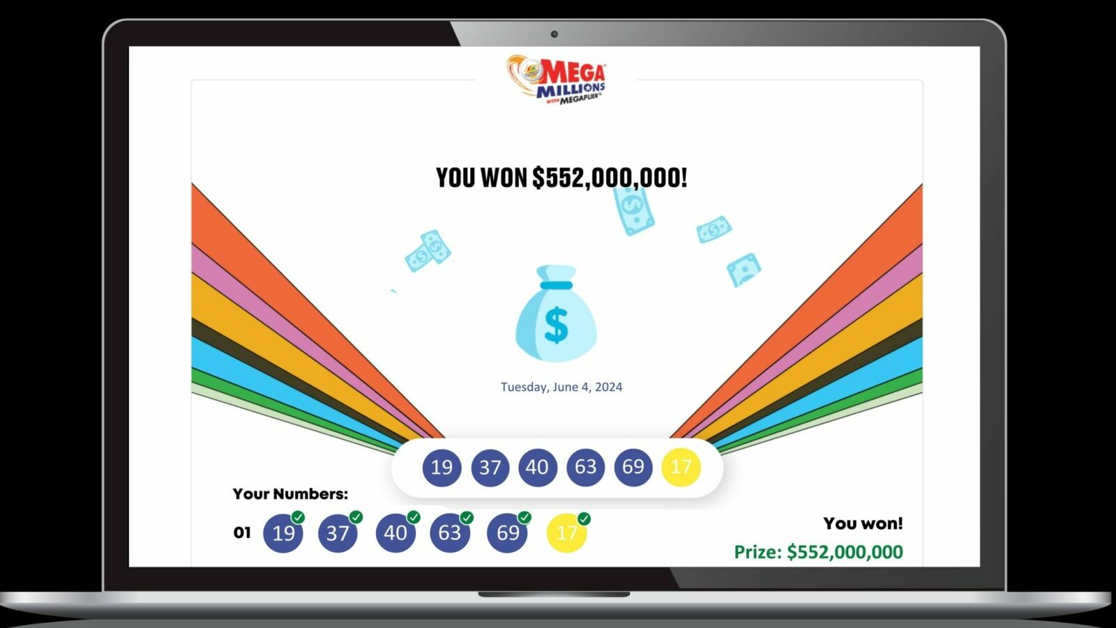 mega millions winner screen